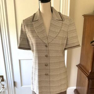 St John jacket, size 10 taupe and cream trimmed in brown